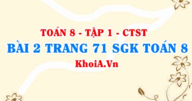 Bài 2 trang 71 SGK Toán 8 Tập 1 Chân trời sáng tạo